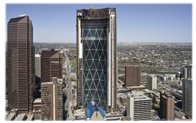TheBow in Calgary: spektakulärer Büroturm mit sichelförmigem Grundriss.